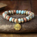 Imperial Jasper Lotus Bracelet, Natural Stone & Lotus Charm (Unisex)! 🌿🌸 - Samanta Factory