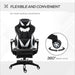 Gaming Chair Ergonomic Reclining w/ Manual Footrest Wheels Stylish Office White - Samanta Factory
