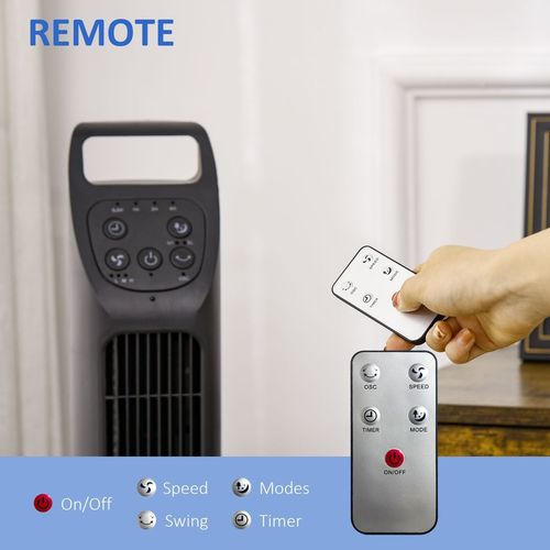 Ultra-Quiet Oscillating Tower Fan w/ Remote & Sleep Timer | 75° Wide-Angle Cooling, 9 Speeds (Home/Office) - Samanta Factory