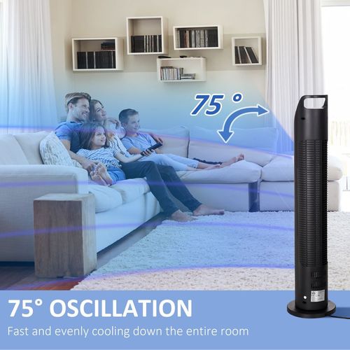 Ultra-Quiet Oscillating Tower Fan w/ Remote & Sleep Timer | 75° Wide-Angle Cooling, 9 Speeds (Home/Office) - Samanta Factory