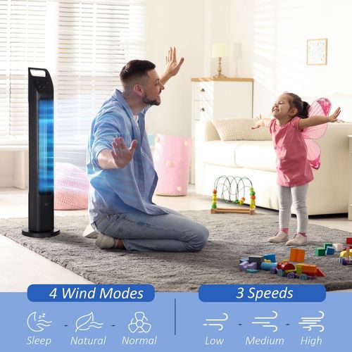 Ultra-Quiet Oscillating Tower Fan w/ Remote & Sleep Timer | 75° Wide-Angle Cooling, 9 Speeds (Home/Office) - Samanta Factory