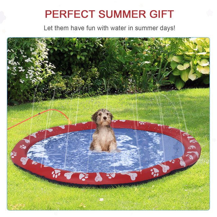 170cm Splash Pad Sprinkler for Pets Dog Bath Pool Non-slip Outdoor Red Pawhut - Samanta Factory