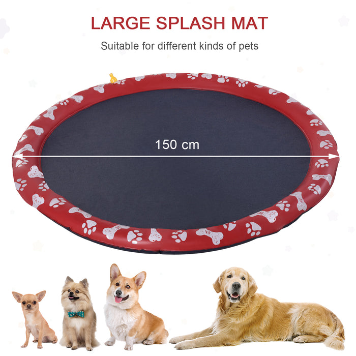 170cm Splash Pad Sprinkler for Pets Dog Bath Pool Non-slip Outdoor Red Pawhut - Samanta Factory