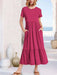 Stretchy tiered dress with pockets for casual outings, machine washable and comfortable fit.
