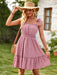 Square Neck Tie Shoulder Mini Dress with Ruffled Details in Feminine Summer Style
