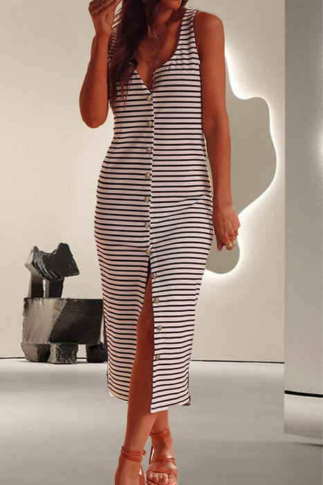 Basic style cotton blend dress, ideal for casual outings and everyday wear.