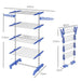 HOMCOM 4-Tier Large Clothes Airer Stainless Steel Clothes Drying Rack Blue - Samanta Factory