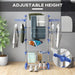 HOMCOM 4-Tier Large Clothes Airer Stainless Steel Clothes Drying Rack Blue - Samanta Factory