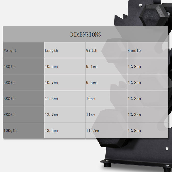 Hexagonal Dumbbells Kit Weight Lifting Exercise for Home Fitness 2x4kg HOMCOM - Samanta Factory