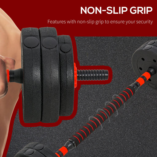 25kg adjustable dumbbell and barbell set for home gym workouts – compact, dual-use weights with plates and connector bar