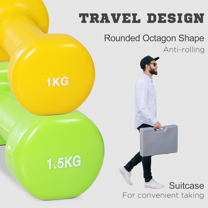 10kg Colourful Dumbbell Weights Set Home Exercising Toning w/ Case Gym HOMCOM - Samanta Factory