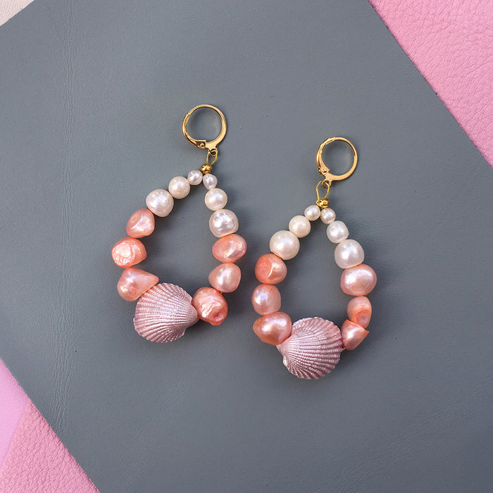 Candy Shell Pearl Earrings - Samanta Factory