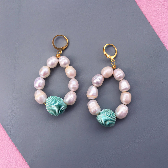 Candy Shell Pearl Earrings - Samanta Factory