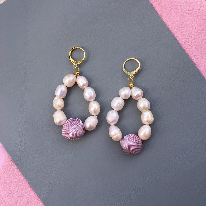 Candy Shell Pearl Earrings - Samanta Factory