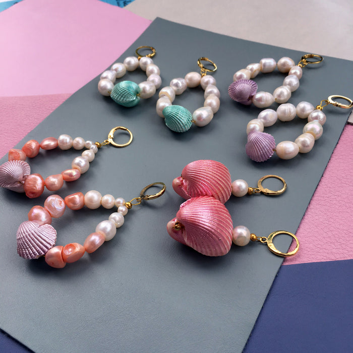 Candy Shell Pearl Earrings - Samanta Factory