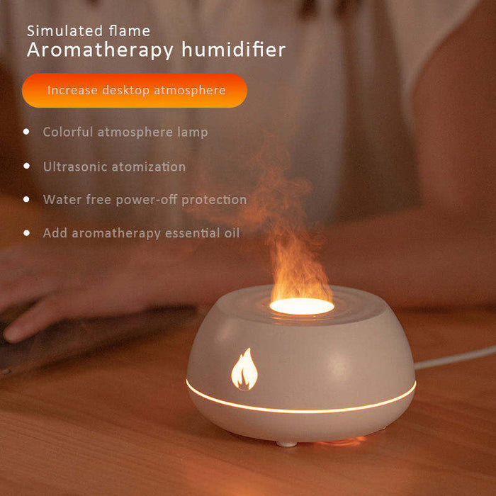 🔥 FLAME HUMIDIFIER DIFFUSER | 7-Color Mood Light + Aromatherapy 🌈 (Ultra-Silent & USB-Powered! £20) - Samanta Factory