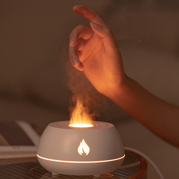 🔥 FLAME HUMIDIFIER DIFFUSER | 7-Color Mood Light + Aromatherapy 🌈 (Ultra-Silent & USB-Powered! £20) - Samanta Factory