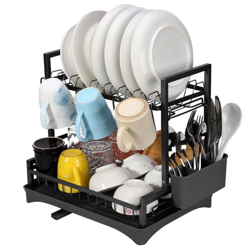 VINSANI 2 TIER DISH DRAINER BLACK 1010429 - Samanta Factory