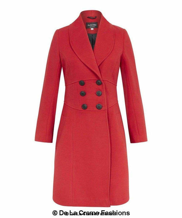 De La Creme - Womens Slim Fit Double Breasted Roll Collared Coat - Samanta Factory