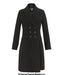 Double-Breasted Coat with V-Neckline and Side Pockets in Black, Bisque Charcoal, Red, and Wine