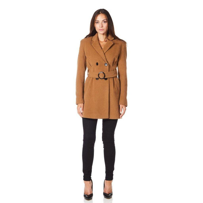 British-made wool-cashmere cropped trench coat in camel – luxury women's outerwear