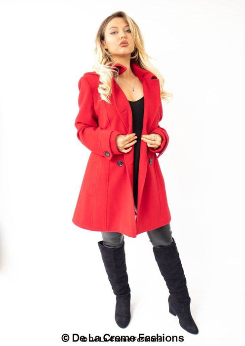Womens Wool Feel Double Breasted Hooded Coat - Samanta Factory