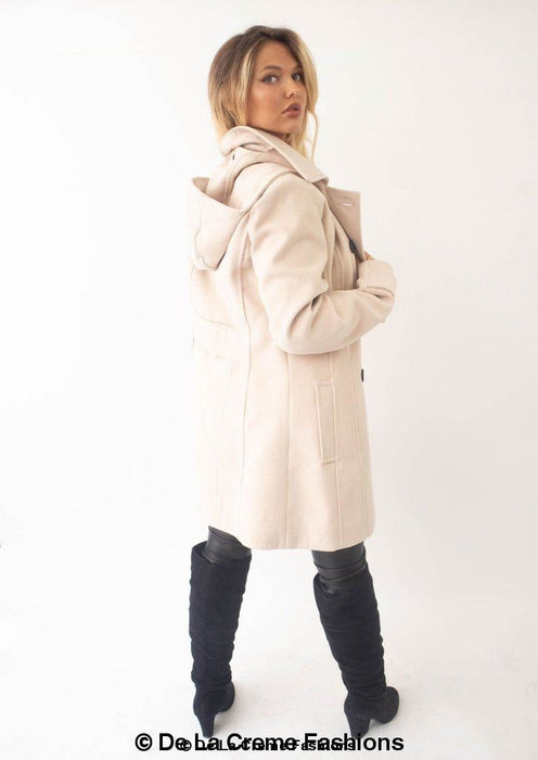Womens Wool Feel Double Breasted Hooded Coat - Samanta Factory