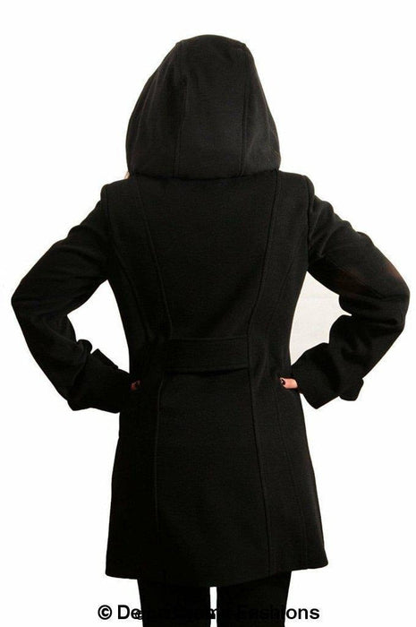 Womens Wool Feel Double Breasted Hooded Coat - Samanta Factory