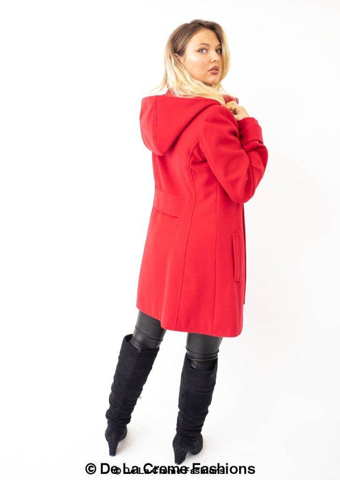 Womens Wool Feel Double Breasted Hooded Coat - Samanta Factory