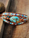 Exotic triple-layer natural stone bracelet featuring agate, crystal, and pyrite for a unique style.