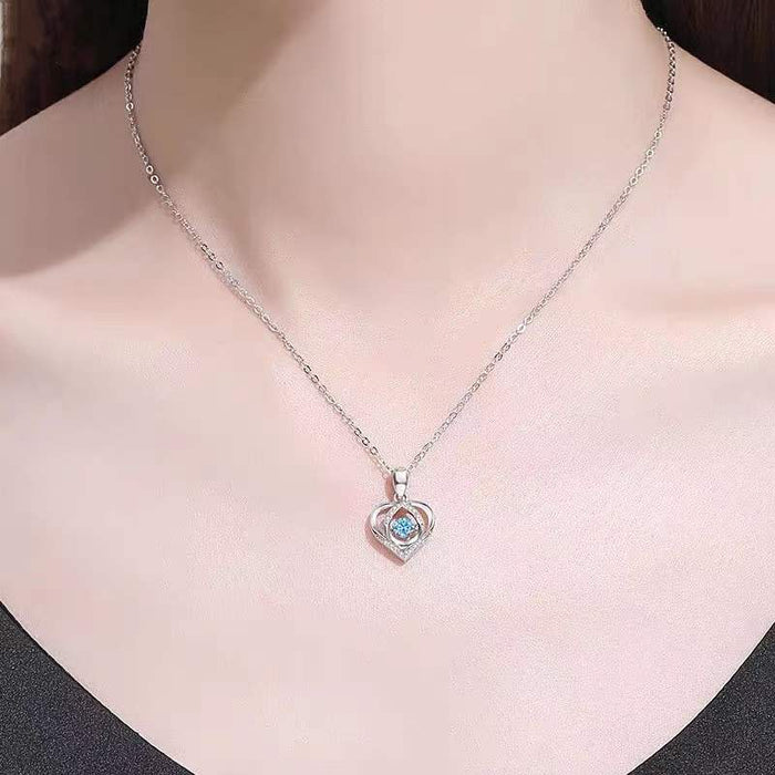 💙🤍 BEATING HEART NECKLACE | S925 Sterling Silver + Rhinestones ✨ (51-80cm Adjustable!) - Samanta Factory
