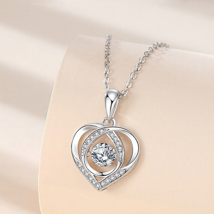 💙🤍 BEATING HEART NECKLACE | S925 Sterling Silver + Rhinestones ✨ (51-80cm Adjustable!) - Samanta Factory