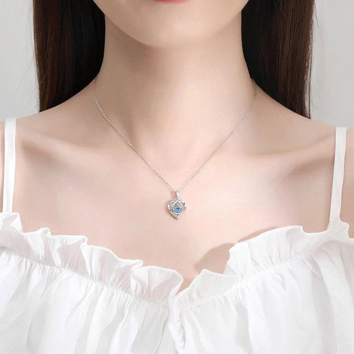 💙🤍 BEATING HEART NECKLACE | S925 Sterling Silver + Rhinestones ✨ (51-80cm Adjustable!) - Samanta Factory