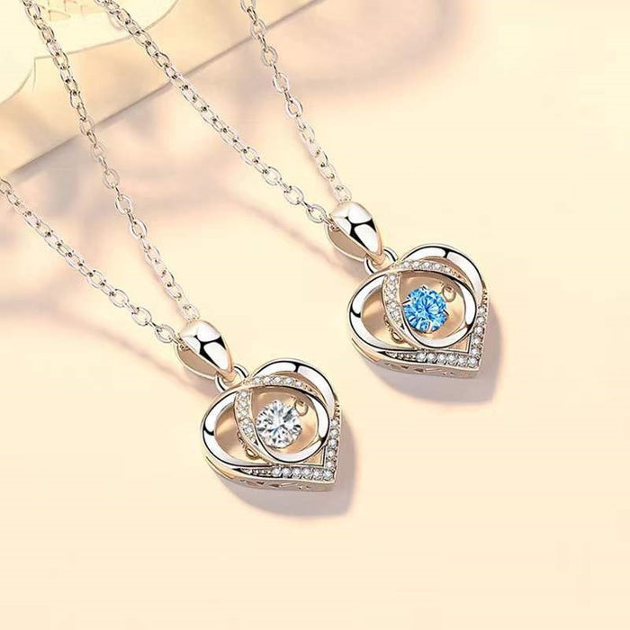 💙🤍 BEATING HEART NECKLACE | S925 Sterling Silver + Rhinestones ✨ (51-80cm Adjustable!) - Samanta Factory