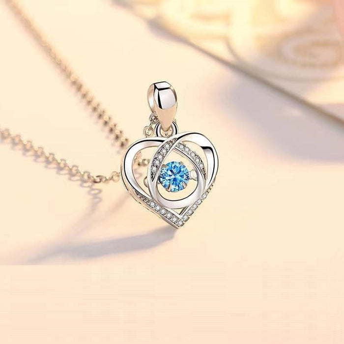 💙🤍 BEATING HEART NECKLACE | S925 Sterling Silver + Rhinestones ✨ (51-80cm Adjustable!) - Samanta Factory