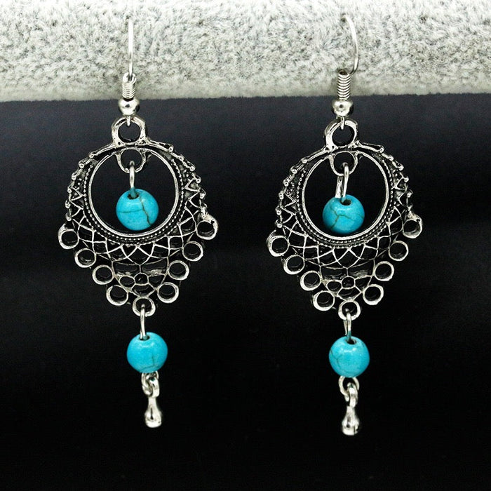 Vintage turquoise slinky drop earrings - Samanta Factory