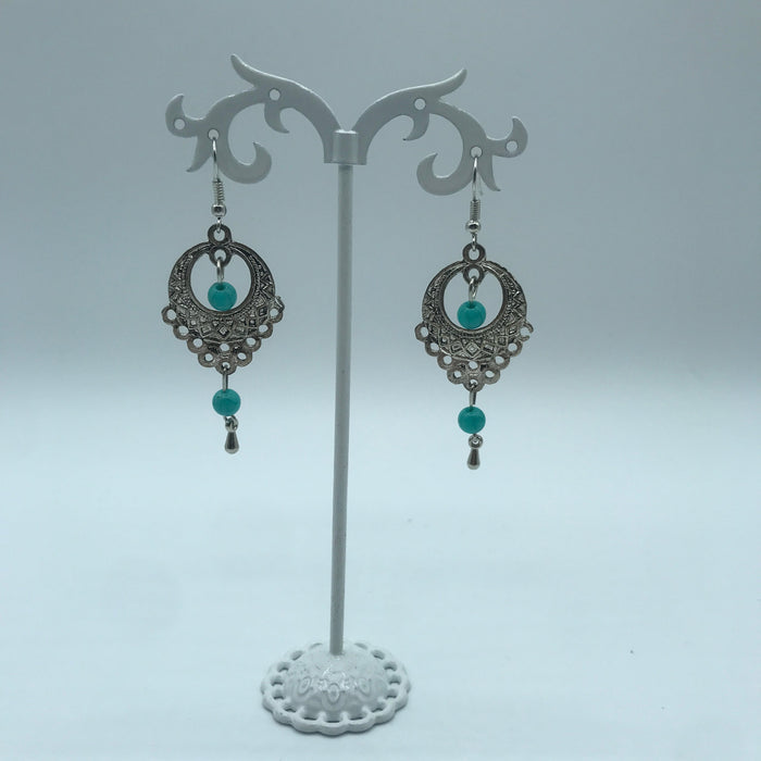 Vintage turquoise slinky drop earrings - Samanta Factory
