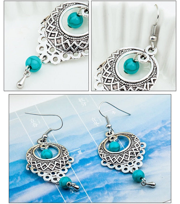 Vintage turquoise slinky drop earrings - Samanta Factory
