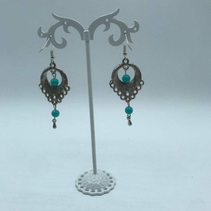 Vintage turquoise slinky drop earrings - Samanta Factory