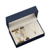 Women’s rose gold watch with leather strap, silver dial, bracelet, and pendant in Fossil gift tin