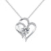 💖 DOUBLE LOVE CLAVICLE NECKLACE | Zircon Heart Chain ✨ Rose/White Gold (Under £10! Free Shipping) - Samanta Factory