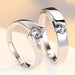 925 sterling silver adjustable promise rings with diamond simulated stones in a velvet gift box – romantic matching couple jewelry