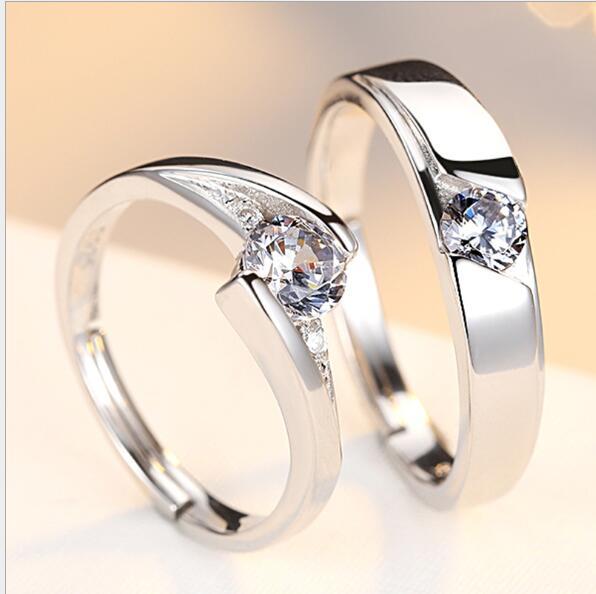 ✨ HIS & HERS DIAMOND-LOOK RINGS | 925 Silver Couple Bands 💍 (Adjustable Sizing! £12+) - Samanta Factory