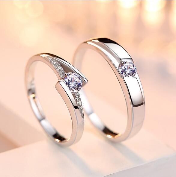 ✨ HIS & HERS DIAMOND-LOOK RINGS | 925 Silver Couple Bands 💍 (Adjustable Sizing! £12+) - Samanta Factory