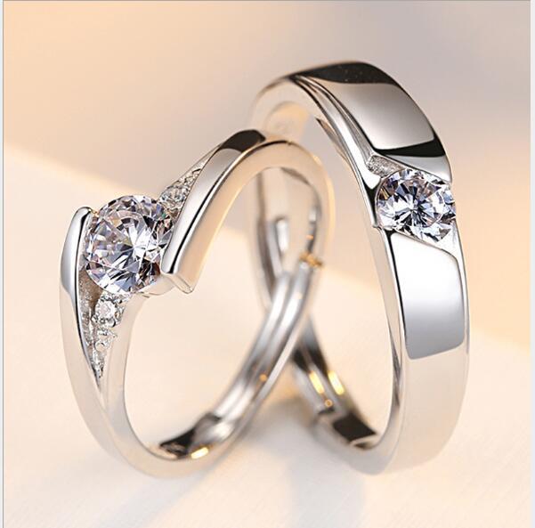 ✨ HIS & HERS DIAMOND-LOOK RINGS | 925 Silver Couple Bands 💍 (Adjustable Sizing! £12+) - Samanta Factory