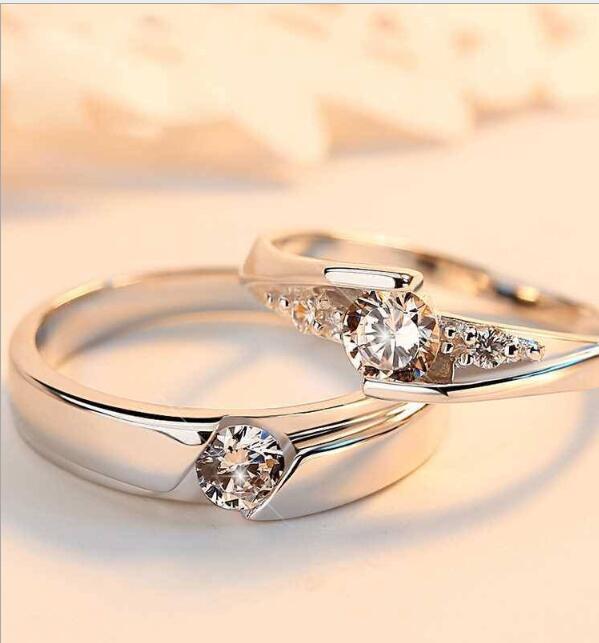 ✨ HIS & HERS DIAMOND-LOOK RINGS | 925 Silver Couple Bands 💍 (Adjustable Sizing! £12+) - Samanta Factory