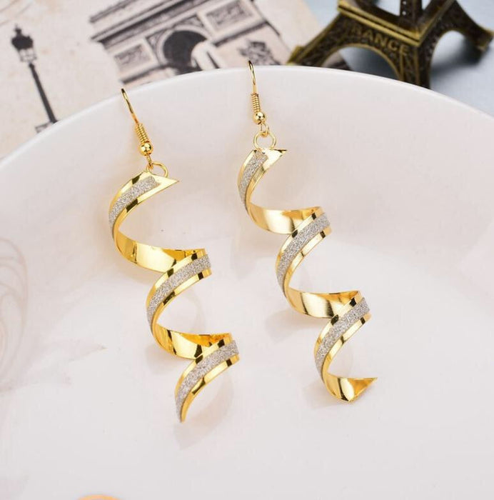 Shining Frosted Spiral Earrings - Samanta Factory