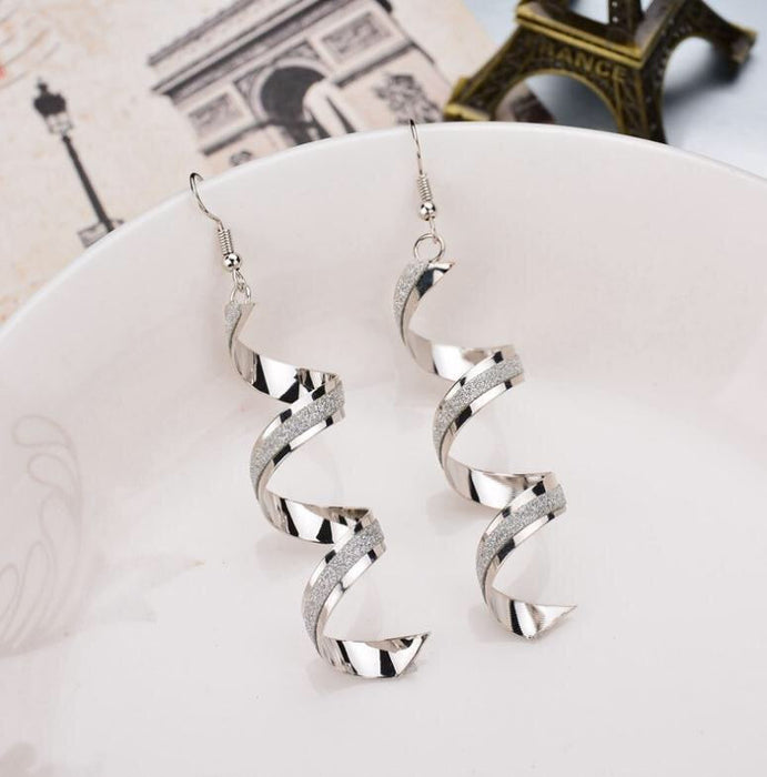 Shining Frosted Spiral Earrings - Samanta Factory