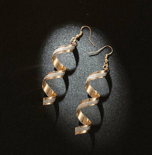 Shining Frosted Spiral Earrings - Samanta Factory