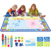  Toddler using reusable water doodle mat with educational accessories